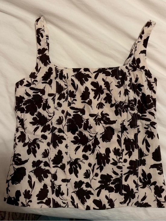 Abercrombie & Fitch Tops - Floral Square-Neck Corset Top in Brown and Cream